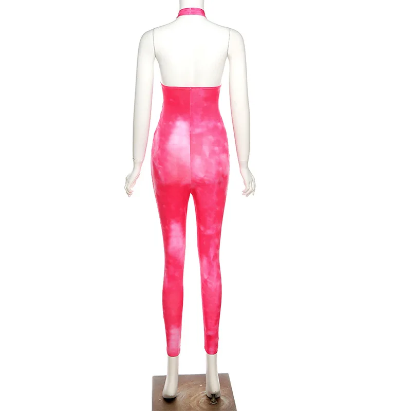 Skinny Pink Tie Dye Jumpsuit Women Summer Combinaison Sexy Backless Cut Out Halter One Piece Outfits Bodycon Ladies Rompers
Skinny Pink Tie Dye Jumpsuit Women Summer Combinaison Sexy Backless Cut Out Halter One Piece Outfits Bodycon Ladies Rompers