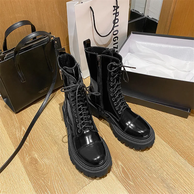 Meotina Real Leather Platform Mid Heel Motorcycle Boots Women Shoes Lace Up Zip Block Heels Mid Calf Boots Autumn Black Size 40
Meotina Real Leather Platform Mid Heel Motorcycle Boots Women Shoes Lace Up Zip Block Heels Mid Calf Boots Autumn Black Size 40