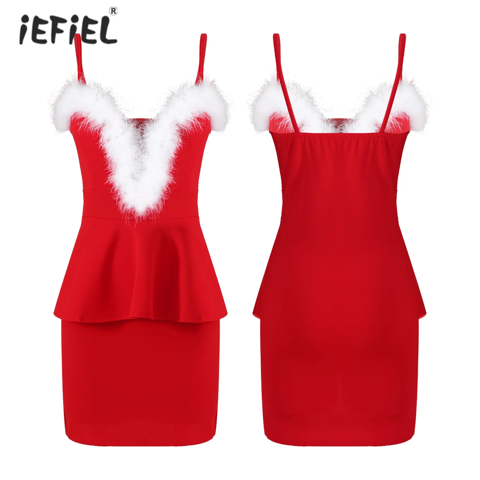 Women Fancy Party Dress For Christmas Holiday Night Clubwear Solid Color Feather Trim Slim Dresses Spaghetti Strap Ruffled Dress
Women Fancy Party Dress For Christmas Holiday Night Clubwear Solid Color Feather Trim Slim Dresses Spaghetti Strap Ruffled Dress