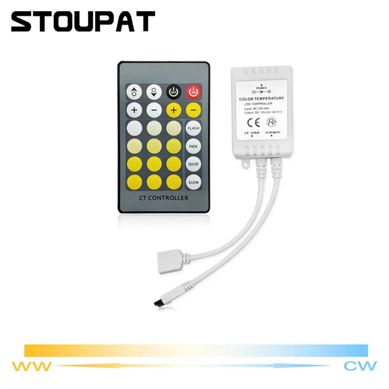 24 Keys IR Remote CCT LED Controller Dimmer Adjust Brightness Wireless with DC Plug for DC12V-24V Dual Color LED Strip Light
24 Keys IR Remote CCT LED Controller Dimmer Adjust Brightness Wireless with DC Plug for DC12V-24V Dual Color LED Strip Light