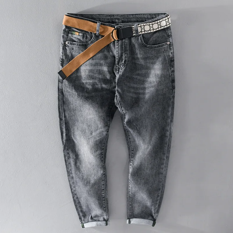 Jeans Men Japanese Retro Trend Youth Street Straight Loose Washed Zipper Fly Small Feet Belt Cropped Denim Ankle-Length Pants
Jeans Men Japanese Retro Trend Youth Street Straight Loose Washed Zipper Fly Small Feet Belt Cropped Denim Ankle-Length Pants