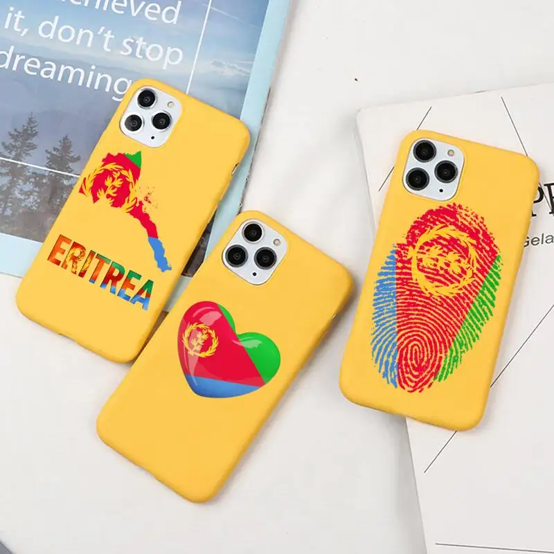 Eritrea National Flag Phone Case For iphone 13 12 11 Pro Max Mini XS 8 7 6 6S Plus X SE 2020 XR Candy yellow Silicone cover
Eritrea National Flag Phone Case For iphone 13 12 11 Pro Max Mini XS 8 7 6 6S Plus X SE 2020 XR Candy yellow Silicone cover