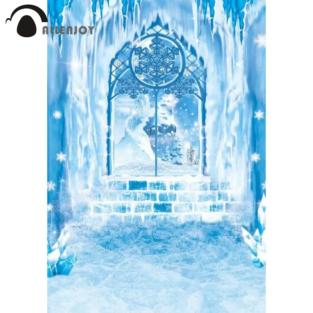 

Allenjoy Winter Castle Girl Birthday Party Background Frozen Ice Snowflake Princess Baby Shower Festival Photocall Backdrop
