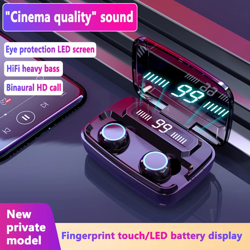 TWS Bluetooth 5.0 Earphones 3300mAh Charging Box Wireless Headphone 8D Stereo Sport Waterproof Earbuds Fingerprint Touch Headset
TWS Bluetooth 5.0 Earphones 3300mAh Charging Box Wireless Headphone 8D Stereo Sport Waterproof Earbuds Fingerprint Touch Headset