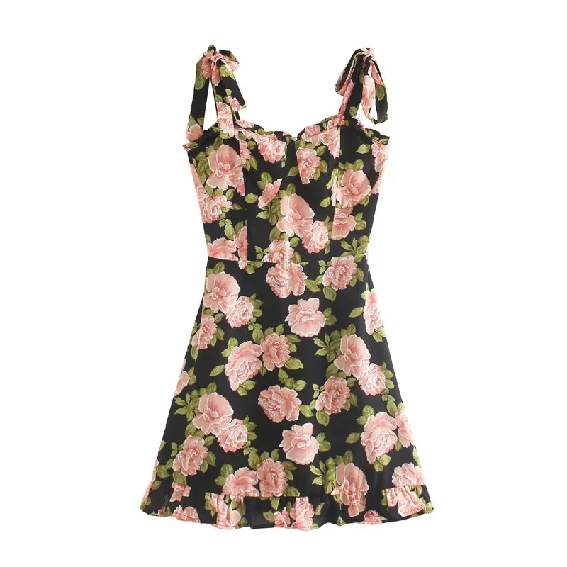 SONDR Women's Short Skirt American Retro Elegant Print Black Bottom Pink Flower Green Chiffon Dress Lace-up Strap Skirt
SONDR Women's Short Skirt American Retro Elegant Print Black Bottom Pink Flower Green Chiffon Dress Lace-up Strap Skirt