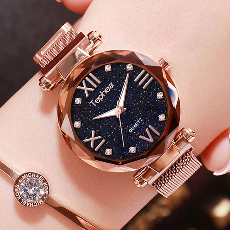 Luxury Rose Gold Women Watches Minimalism Starry Sky Magnetic Fashion Casual Female Wristwatch Waterproof Roman Numeral for Gift
Luxury Rose Gold Women Watches Minimalism Starry Sky Magnetic Fashion Casual Female Wristwatch Waterproof Roman Numeral for Gift
