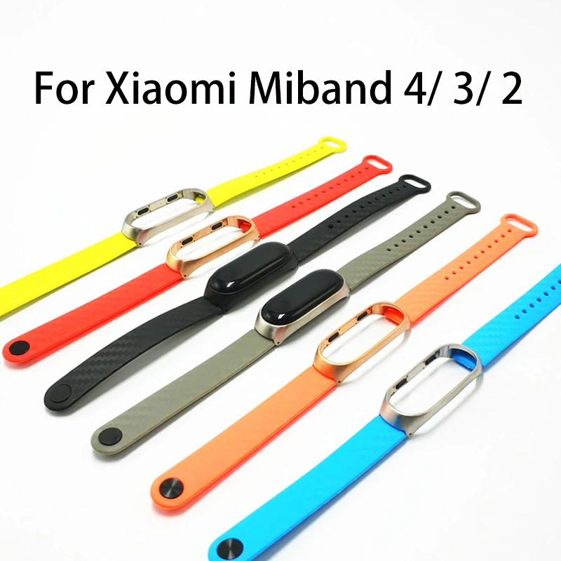 Ремешок Mi Band 3 4 для Xiaomi 2 силиконовый ремешок с металлическим корпусом смарт
