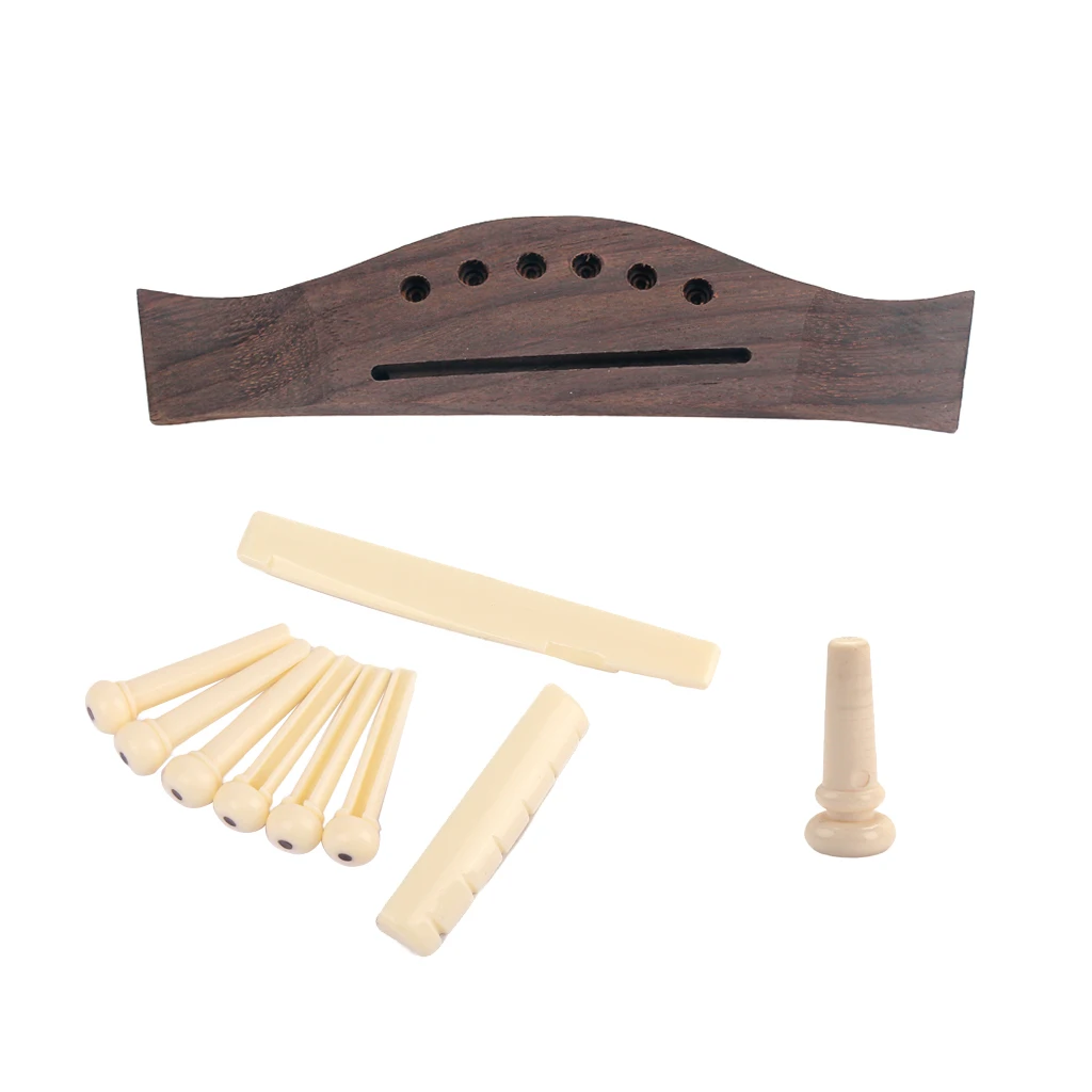 1 Set Rosewood Bridge+Bone Bridge Pins Saddle Nut for Acoustic Folk Guitar Replacement Parts
1 Set Rosewood Bridge+Bone Bridge Pins Saddle Nut for Acoustic Folk Guitar Replacement Parts