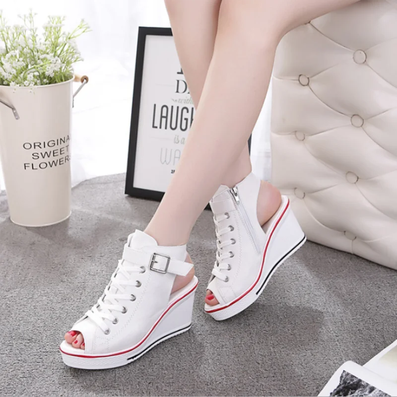 2021 Spring and Summer New High-top Canvas Women's Fish Mouth Canvas Sandals Tide Wedge Open-toe Hollow Women's Sandals ZQ0319
2021 Spring and Summer New High-top Canvas Women's Fish Mouth Canvas Sandals Tide Wedge Open-toe Hollow Women's Sandals ZQ0319
