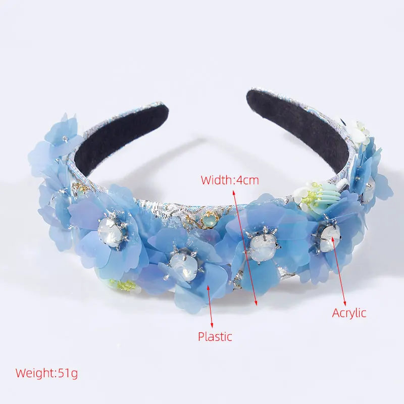 Hoop Headbands Hair Accessories Sequins Fabric Headband Flower Crystal Rhinestone Hairband Headdress Female Jewelry Blue White
Hoop Headbands Hair Accessories Sequins Fabric Headband Flower Crystal Rhinestone Hairband Headdress Female Jewelry Blue White
