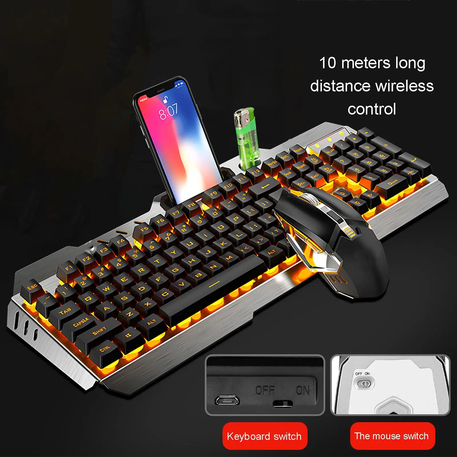 

Игровые клавиатуры и беспроводная мышь, механическая клавиатура с подсветкой, 3200DPI, игровая комбинированная мышь, набор для ПК, геймера для ...