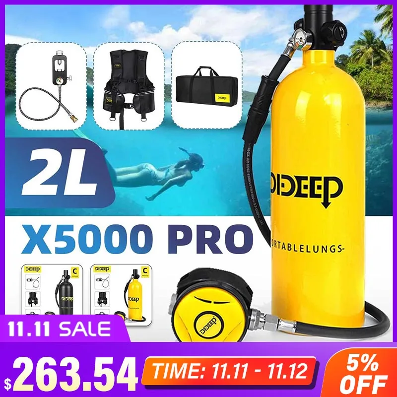 DIDEEP 2L Scuba Diving Tank Vest bag Adapter Storage Bag Mini Cylinder Oxygen Tank Set Underwater Snorkeling Equipment X5000Pro
DIDEEP 2L Scuba Diving Tank Vest bag Adapter Storage Bag Mini Cylinder Oxygen Tank Set Underwater Snorkeling Equipment X5000Pro