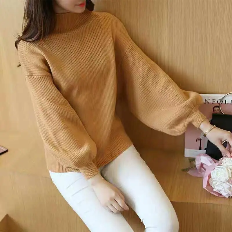 2019 autumn winter Korean temperament half turtleneck lantern sleeve short sweater solid color thin shirt pullover sweater women
2019 autumn winter Korean temperament half turtleneck lantern sleeve short sweater solid color thin shirt pullover sweater women