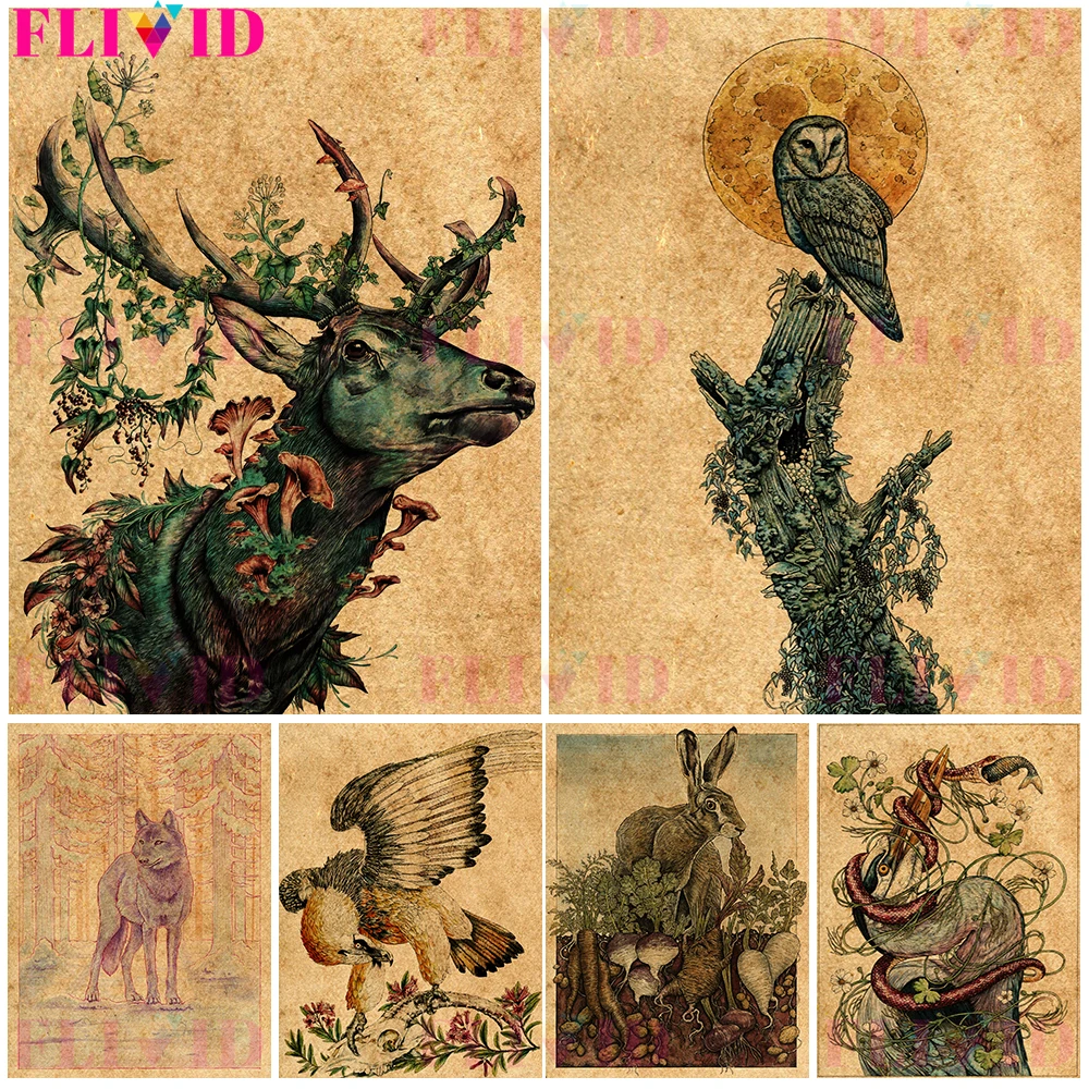 Vulture On A Skeleton And Animals Intertwined With Plants Wall Art Canvas Paintin Retro Abstract Art Poster And Print Decoration
Vulture On A Skeleton And Animals Intertwined With Plants Wall Art Canvas Paintin Retro Abstract Art Poster And Print Decoration