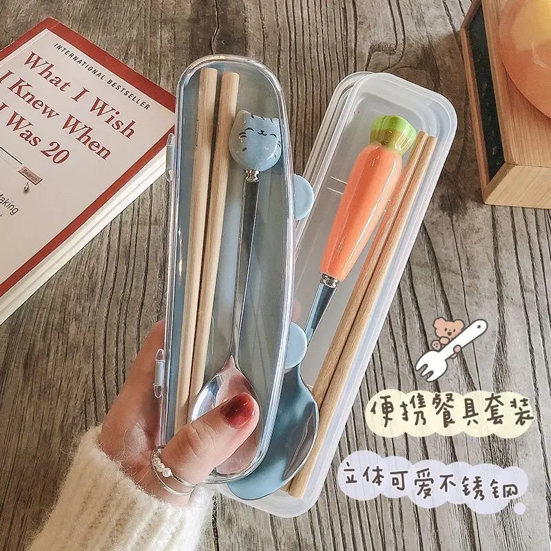 Student Chopsticks Spoon Cutlery Set Portable Three-piece Set Cute Children's Portable Storage Box Travel Single Pack Tableware
Student Chopsticks Spoon Cutlery Set Portable Three-piece Set Cute Children's Portable Storage Box Travel Single Pack Tableware