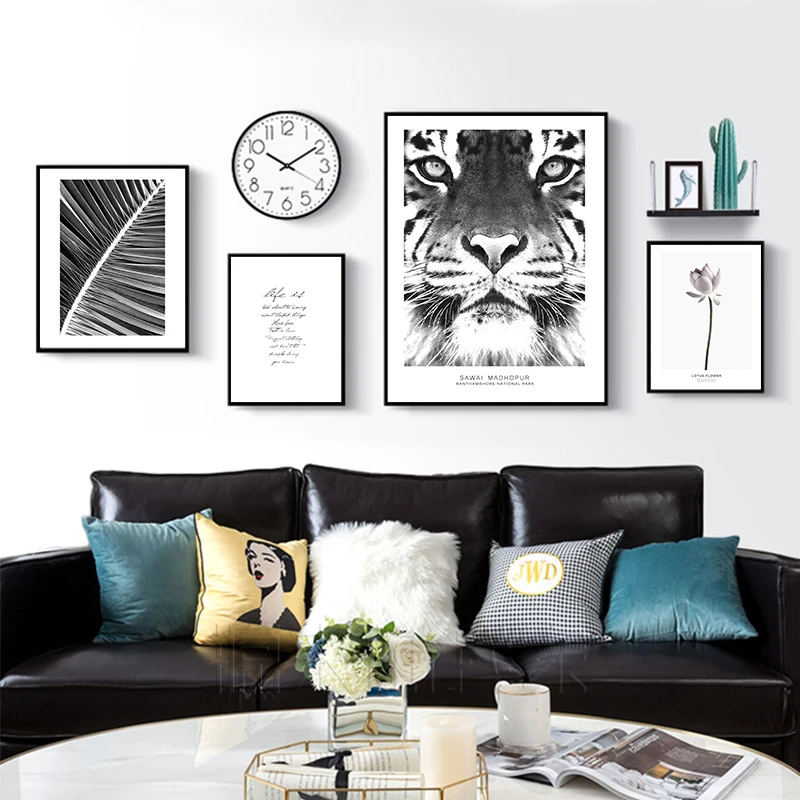 Nordic Black and White Lotus Flowers Tiger Poster Canvas Painting Life Quotes Print Wall Art Pictures for Living Room Home Decor
Nordic Black and White Lotus Flowers Tiger Poster Canvas Painting Life Quotes Print Wall Art Pictures for Living Room Home Decor