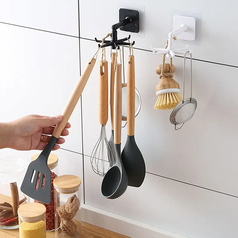 360 Degrees Rotated Self Adhesive 6 Hooks Kitchen Hook Home Wall Door Hook Handbag Clothes Ties Bag Hanger Rotating Hanging Rack
360 Degrees Rotated Self Adhesive 6 Hooks Kitchen Hook Home Wall Door Hook Handbag Clothes Ties Bag Hanger Rotating Hanging Rack