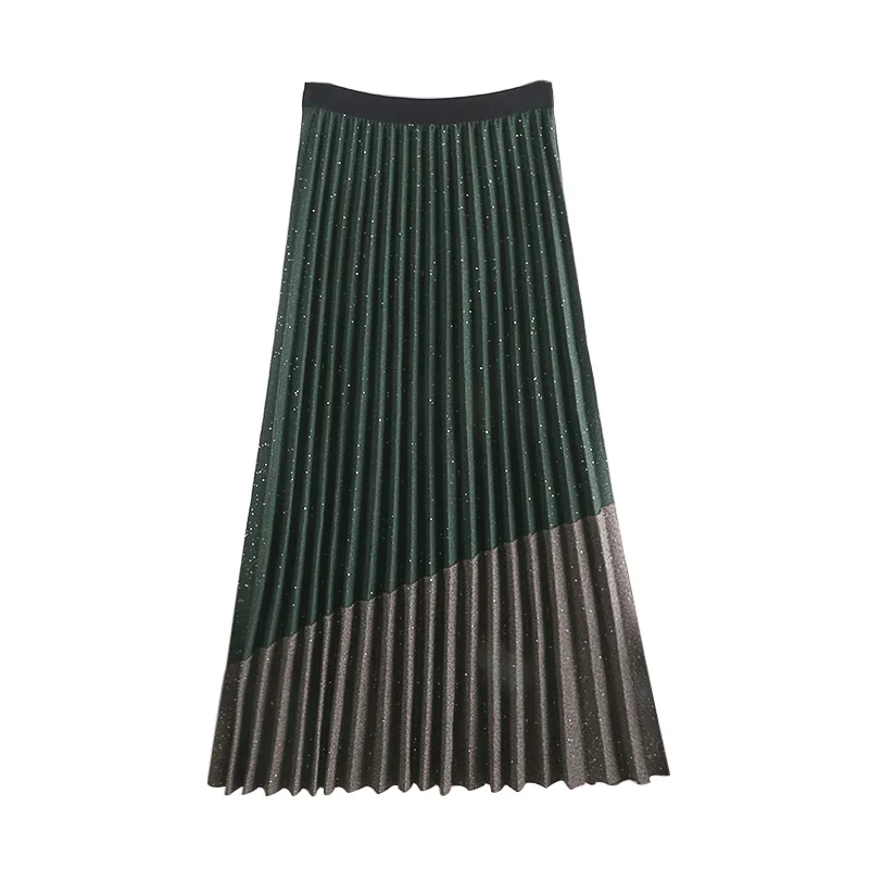 Autumn and winter new Korean high waist thin retro style bright crystal wool splicing pleated skirt women's skirt 741
Autumn and winter new Korean high waist thin retro style bright crystal wool splicing pleated skirt women's skirt 741