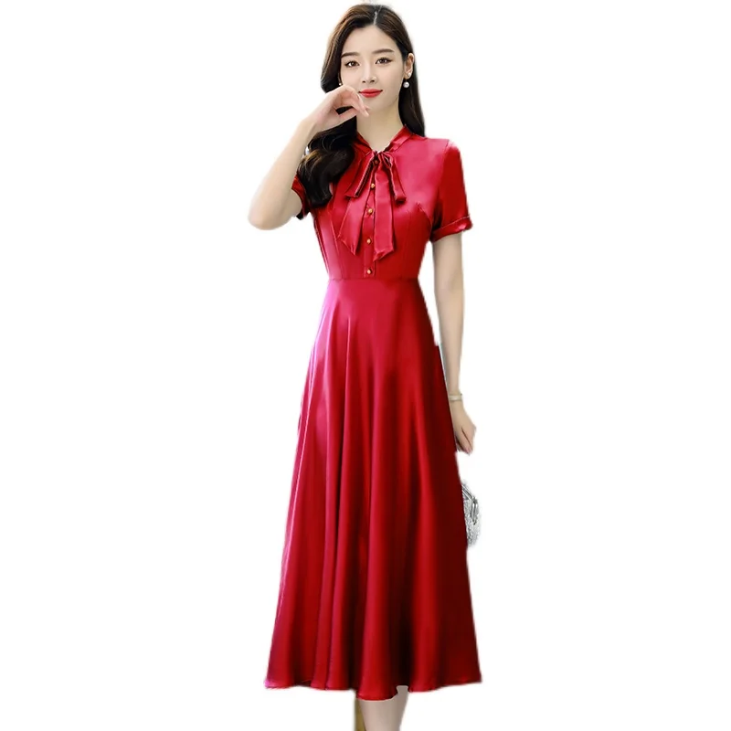 Women Dress Spring Summer 2021 New Office Lady Fashion Solid Short Sleeve Chiffon Belt V-Neck Wine Red Navy Gray Dresses Traf
Women Dress Spring Summer 2021 New Office Lady Fashion Solid Short Sleeve Chiffon Belt V-Neck Wine Red Navy Gray Dresses Traf