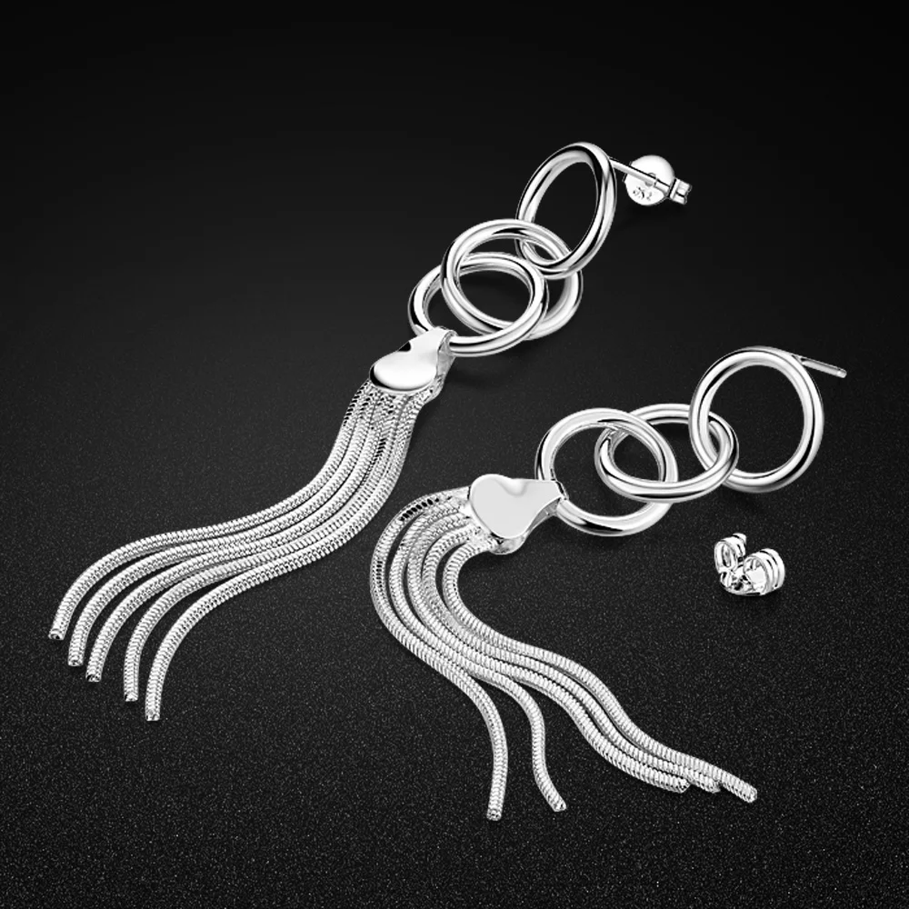 Fashion Solid 925 Sterling Silver Long Tassels Earrings For Women Multi circle Earrings Fine Jewelry Birthday Present Bijoux
Fashion Solid 925 Sterling Silver Long Tassels Earrings For Women Multi circle Earrings Fine Jewelry Birthday Present Bijoux