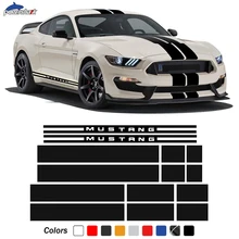 Car Hood Roof Trunk Carbon Fiber Vinyl Decal Side Stripe Skirt Sticker For Ford Mustang 2015-Present GT Shelby 500 Accessories