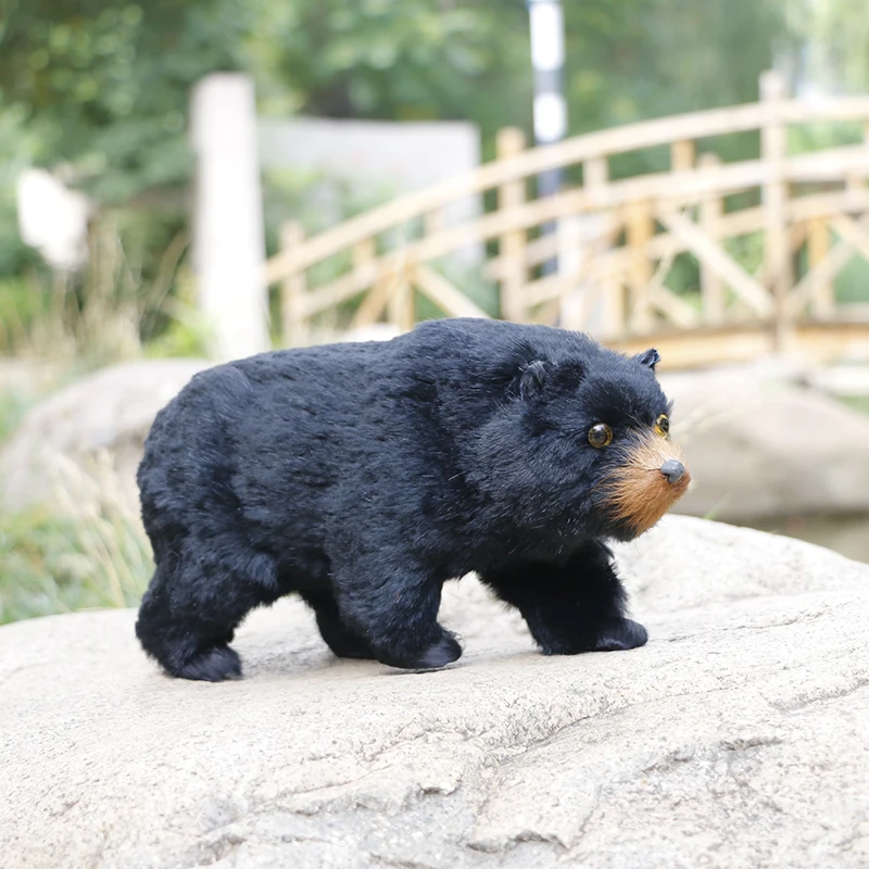 

Realistic Black Bear Lifelike Animal Figurines Miniatures Statue Home Outdoor Garden Decoration Child Gift Toy Ornaments