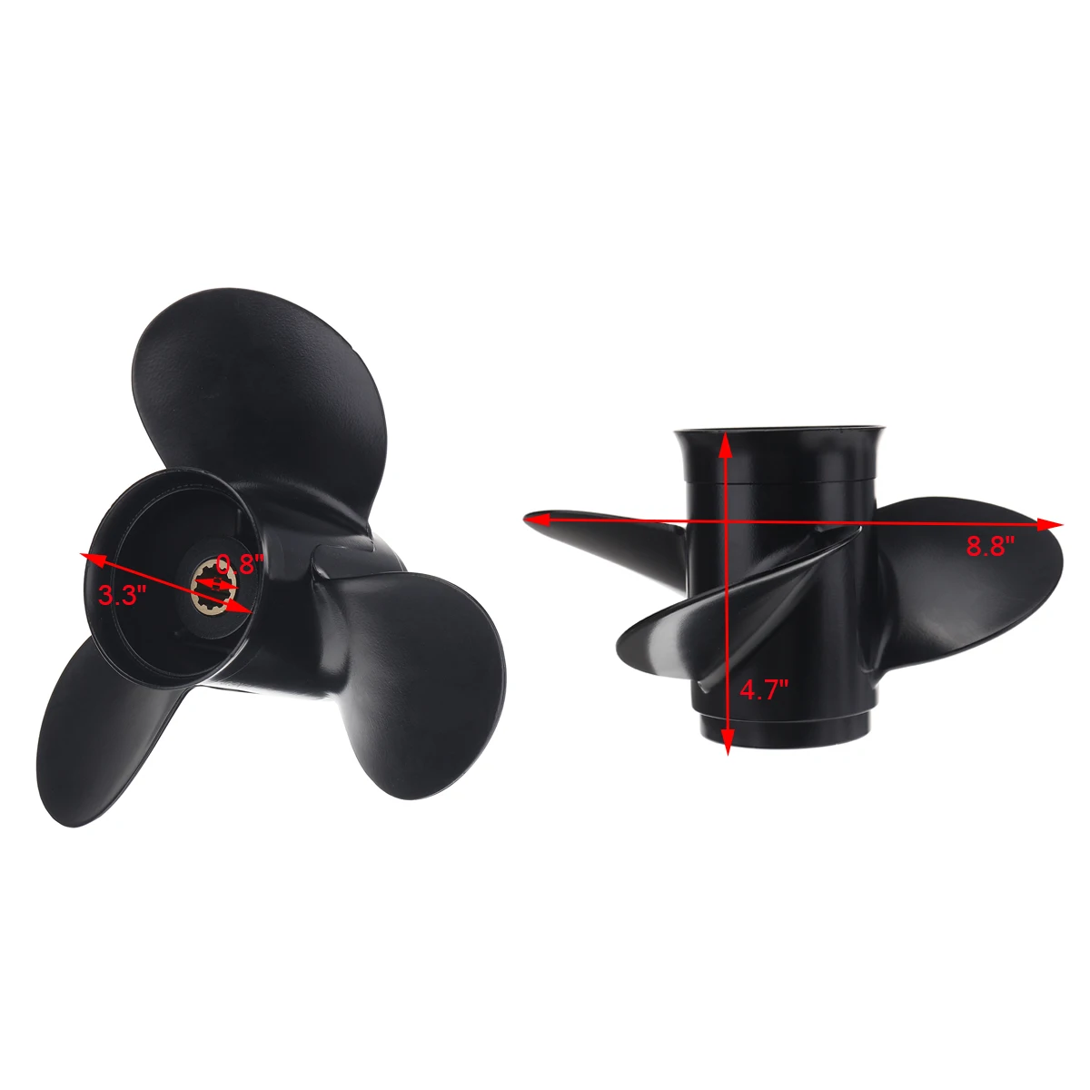 3R0B645230 Marine Boat Outboard Propeller 8.8 x 11 Aluminum Alloy for Tohatsu/Nissan/Mariner Outboard Engines 25-30HP 3 Blades 
3R0B645230 Marine Boat Outboard Propeller 8.8 x 11 Aluminum Alloy for Tohatsu/Nissan/Mariner Outboard Engines 25-30HP 3 Blades