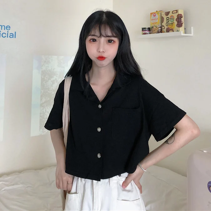Ins loose short polo collar shirt women's small summer 2020 high waist open navel short sleeve top fashion
Ins loose short polo collar shirt women's small summer 2020 high waist open navel short sleeve top fashion