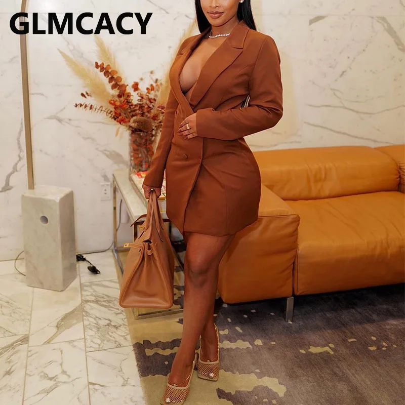 Women Long Sleeve Notched Lapel Double Breasted Blazer Dress Elegant Work Dress
Women Long Sleeve Notched Lapel Double Breasted Blazer Dress Elegant Work Dress