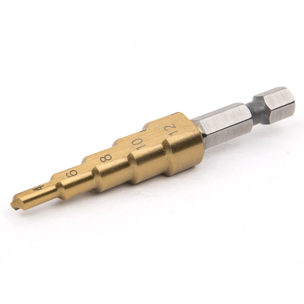 3pcs HSS Steel Titanium Step Drill Bits 3-12mm 4-12mm 4-20mm Step Cone Cutting Tools Steel Woodworking Wood Metal Drilling Set 
3pcs HSS Steel Titanium Step Drill Bits 3-12mm 4-12mm 4-20mm Step Cone Cutting Tools Steel Woodworking Wood Metal Drilling Set
