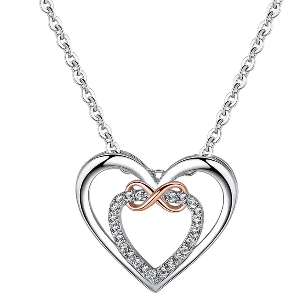 Valentine Love Heart Pendant Necklaces For Women Silver Crystals Double Hearts Necklaces Jewelry Gift For Women Girls
Valentine Love Heart Pendant Necklaces For Women Silver Crystals Double Hearts Necklaces Jewelry Gift For Women Girls