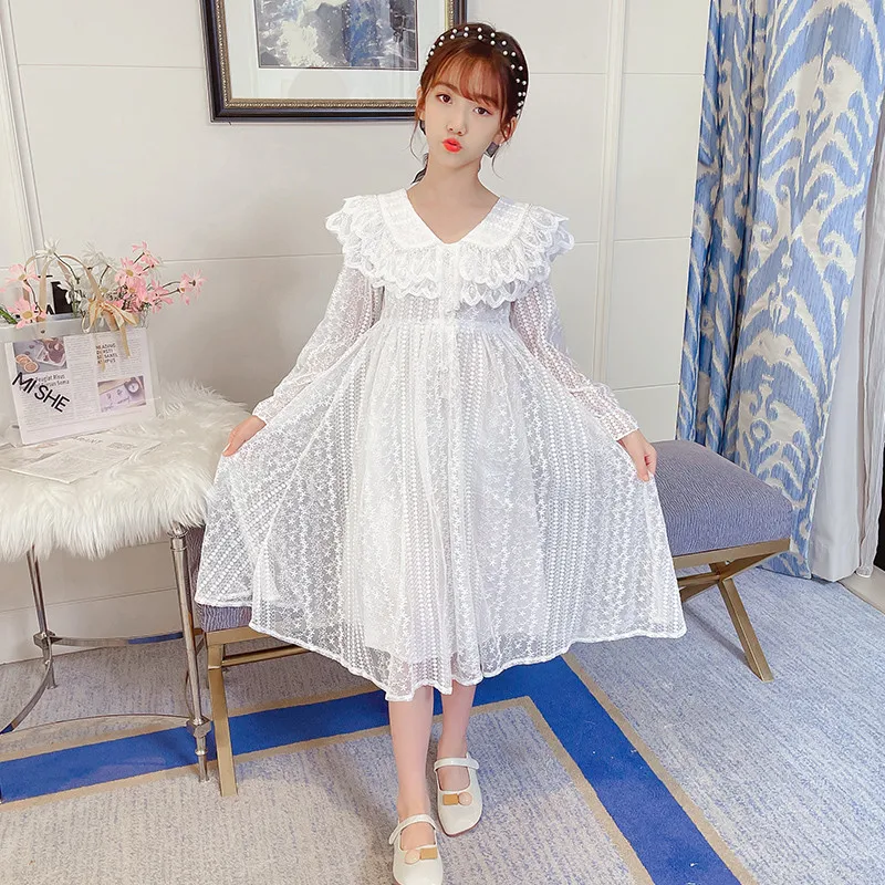 2021 New Princess Vintage White Lace Fabric Children Dresses Teenage Baby Long Sleeve Wedding Party Evening Dress For Girls 4-14
2021 New Princess Vintage White Lace Fabric Children Dresses Teenage Baby Long Sleeve Wedding Party Evening Dress For Girls 4-14