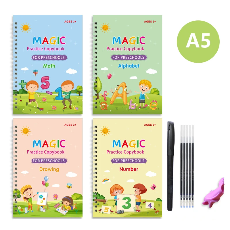 4 Books Reusable Copybook For Calligraphy Learn Alphabet Painting Arithmetic Math Children Handwriting Practice Books Baby Toys
4 Books Reusable Copybook For Calligraphy Learn Alphabet Painting Arithmetic Math Children Handwriting Practice Books Baby Toys