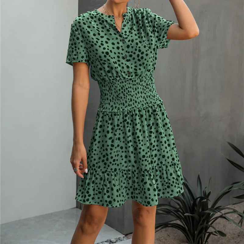 Casual Vintage Print Women Mini Dress 2020 Summer Elegant V-neck Slim Ruffles Dress Women
Casual Vintage Print Women Mini Dress 2020 Summer Elegant V-neck Slim Ruffles Dress Women
