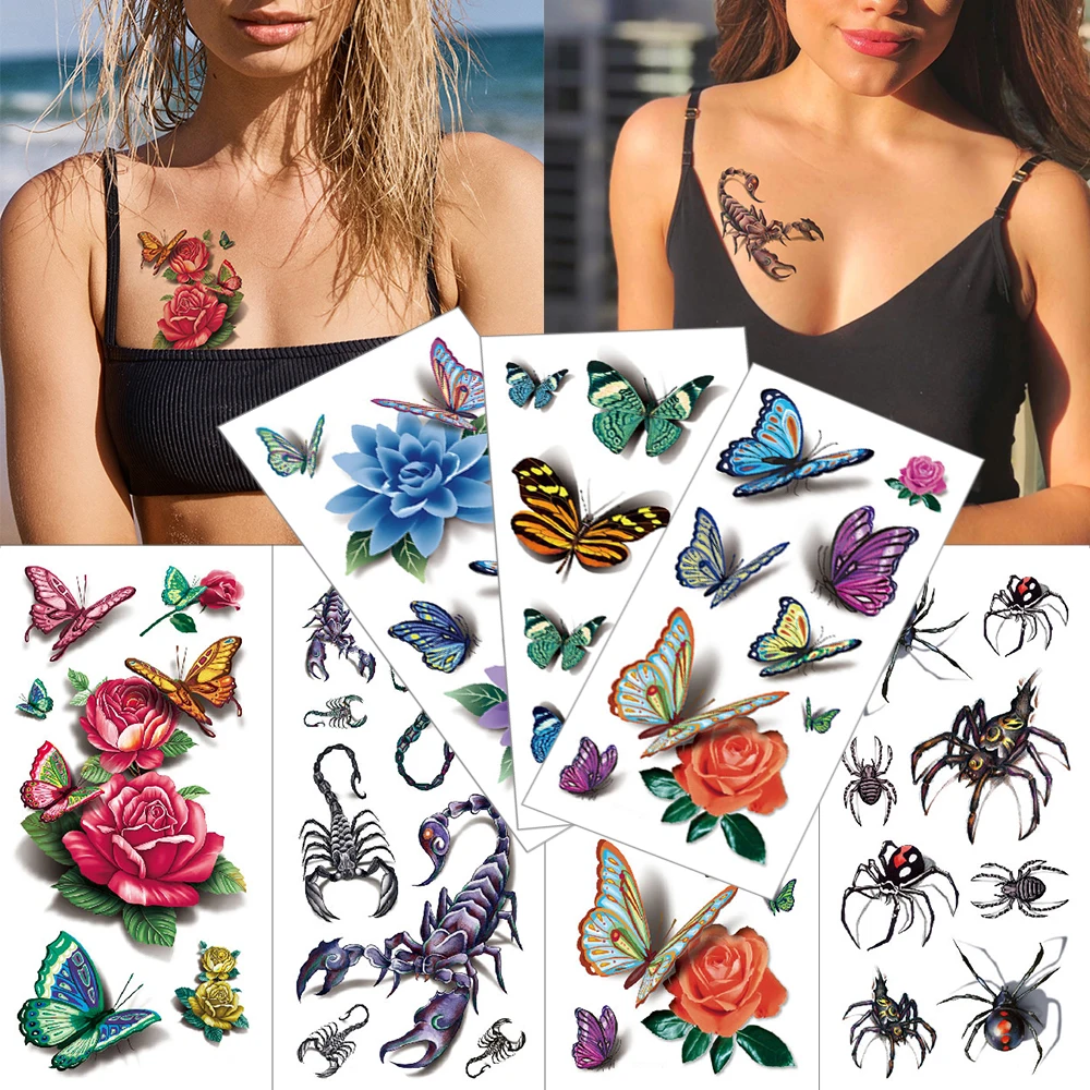 1 piece 3D temporary tattoo stickers Scorpion Spider bee Waterproof 3D Tattoos Flower butterfly watercolor body tattoo for women
1 piece 3D temporary tattoo stickers Scorpion Spider bee Waterproof 3D Tattoos Flower butterfly watercolor body tattoo for women