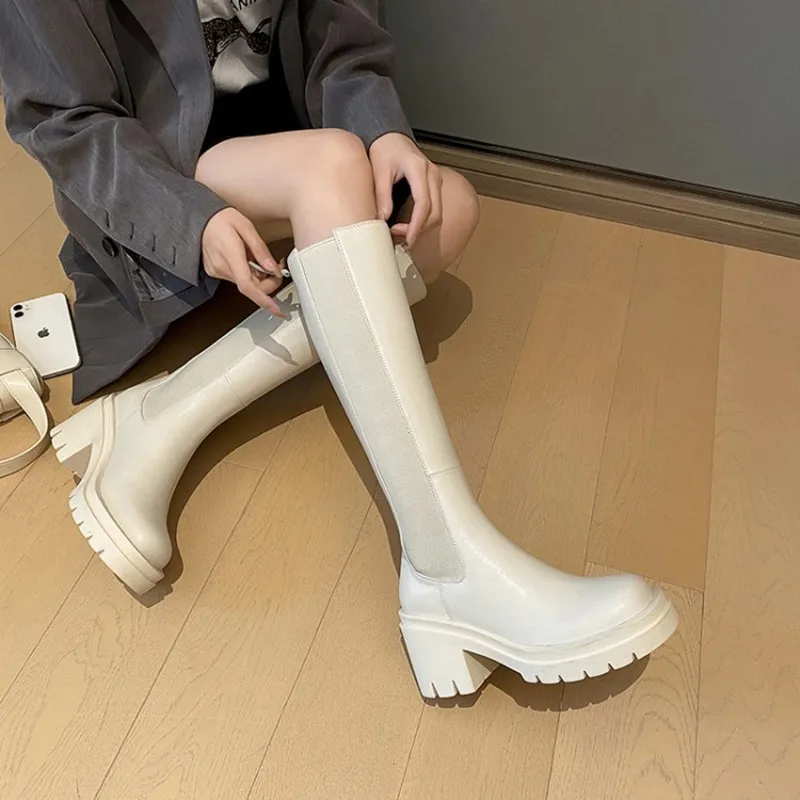 Newest Luxury Brand Block Heels Knee-high Boots Women Beige White Platform Round Toe Motorcycle Riding Boot Ladies Footwear Shoe
Newest Luxury Brand Block Heels Knee-high Boots Women Beige White Platform Round Toe Motorcycle Riding Boot Ladies Footwear Shoe