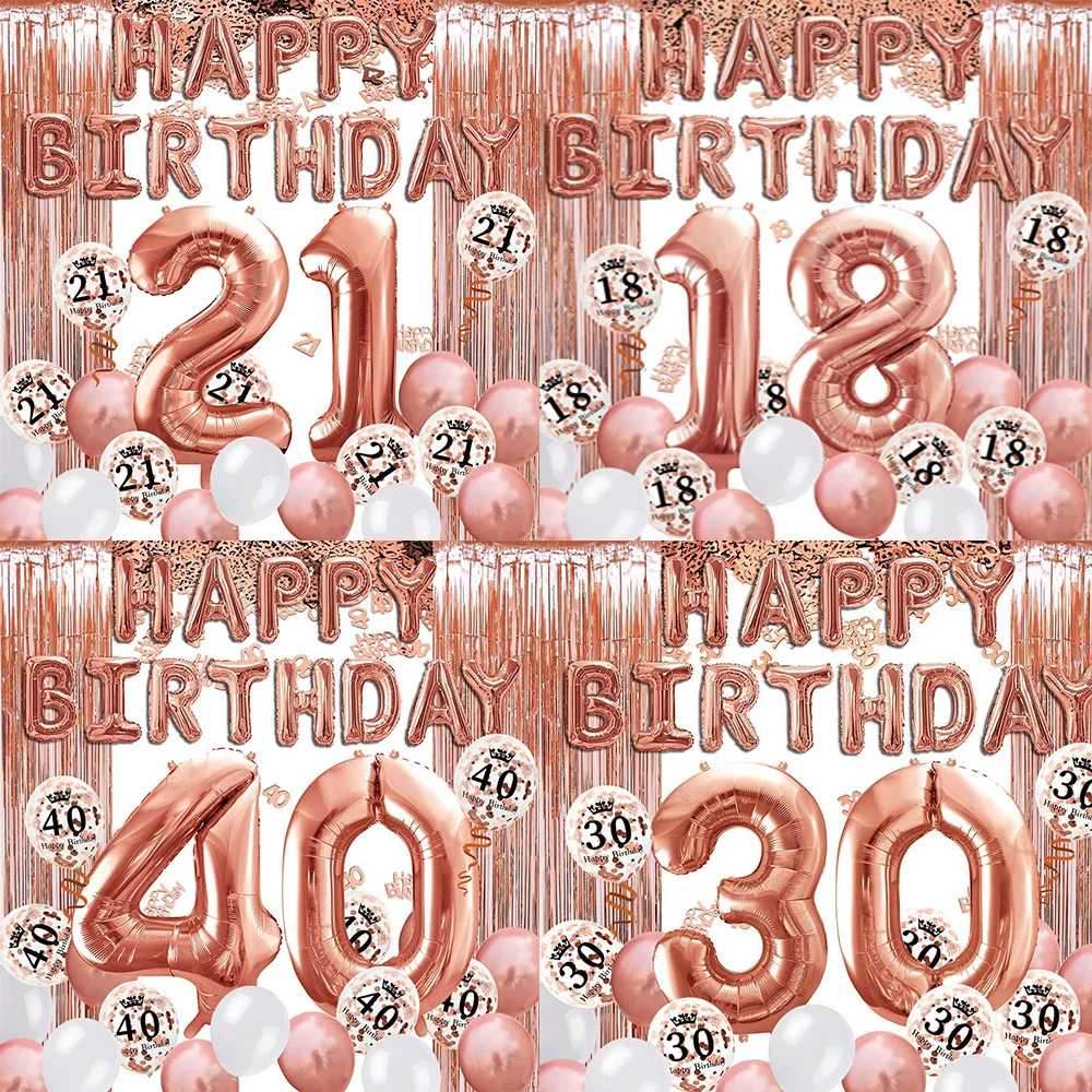 18 - 60 years old rose gold birthday party decoration, happy birthday banner, helium digital balloons XXL, 2 rose gold tassel cu
18 - 60 years old rose gold birthday party decoration, happy birthday banner, helium digital balloons XXL, 2 rose gold tassel cu