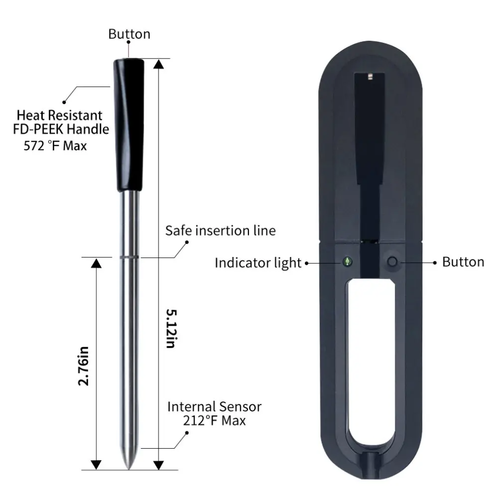 Bbq Wireless Barbecue Thermometer Kitchen Smart Barbecue Food Oven Thermometer Stainless Steel Probe TY530
Bbq Wireless Barbecue Thermometer Kitchen Smart Barbecue Food Oven Thermometer Stainless Steel Probe TY530