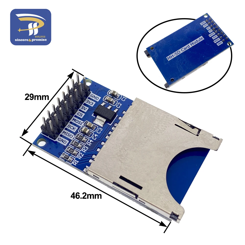 Модуль чтения Micro SD Card Mini TF Reader SPI с интерфейсами преобразователем уровня чип 5 В/3 3
