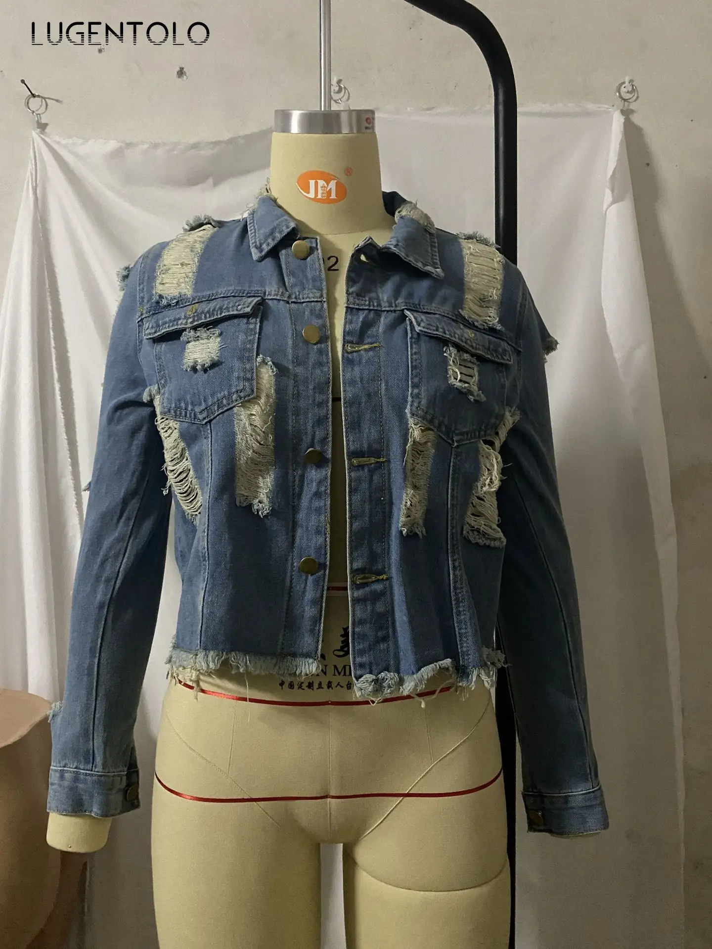 Lugentolo Women Jacket Casual Hole Ripped New Short Slim Denim Coat Long Sleeve Single-breasted Female Fashion Jackets
Lugentolo Women Jacket Casual Hole Ripped New Short Slim Denim Coat Long Sleeve Single-breasted Female Fashion Jackets