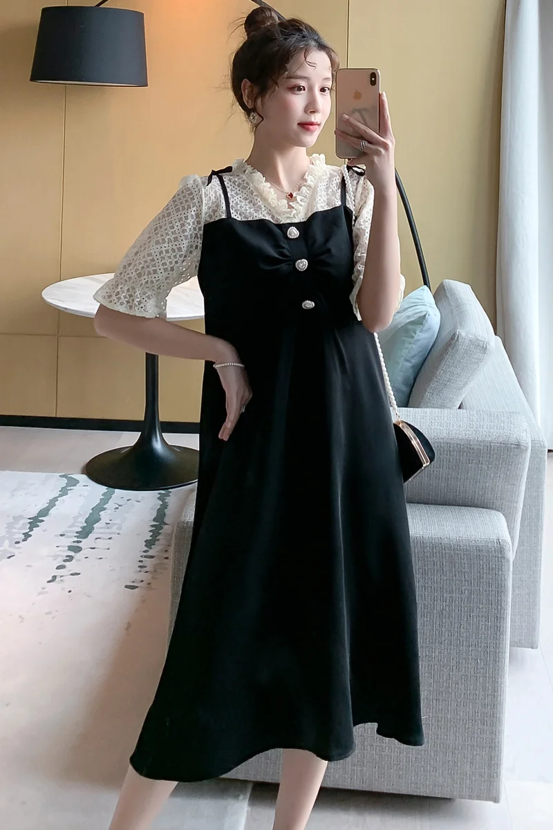 6639# Summer Korean Fashion Lace Patchwork Maternity Party Dress Elegant A Line Slim Clothes for Pregnant Women Cute Pregnancy
6639# Summer Korean Fashion Lace Patchwork Maternity Party Dress Elegant A Line Slim Clothes for Pregnant Women Cute Pregnancy
