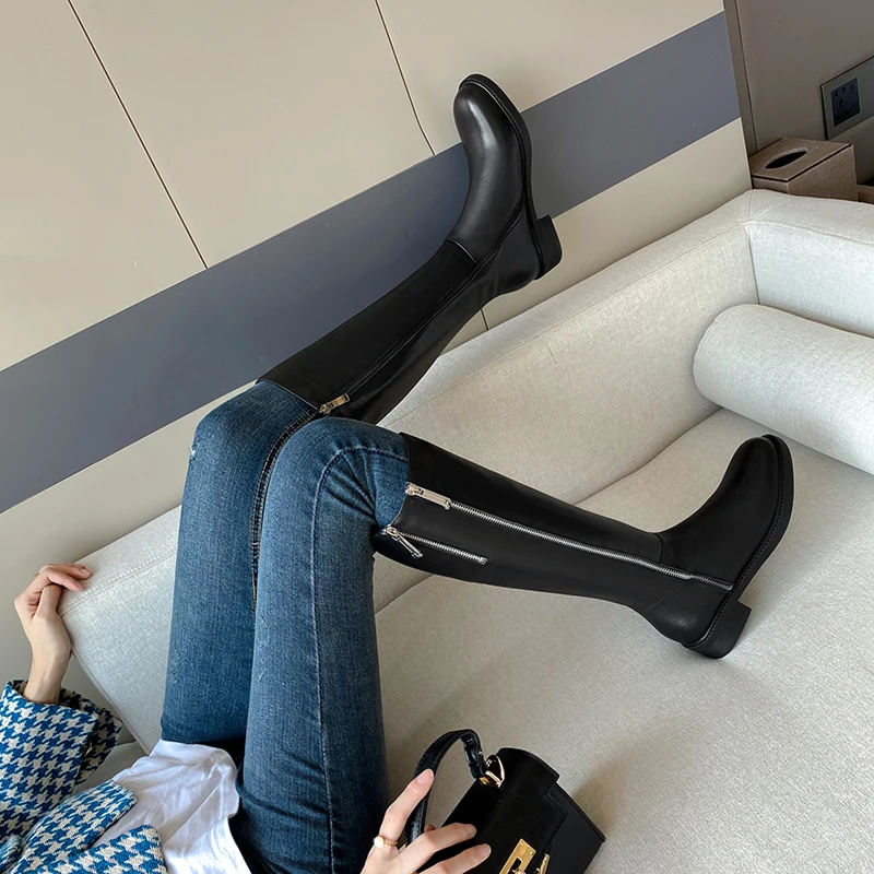 MORAZORA 2021 New Genuine Leather Boots Low Heel Round Toe Autumn Winter Boots Fashion Black Color Knee High Boots Women
MORAZORA 2021 New Genuine Leather Boots Low Heel Round Toe Autumn Winter Boots Fashion Black Color Knee High Boots Women