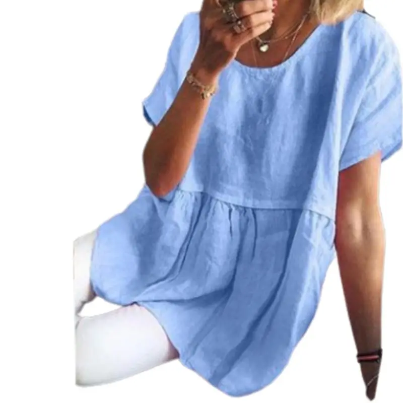 Women Plus Size Summer Short Sleeve Crew Neck Loose Dress Faux Cotton Linen Boho Vintage Pleated Hem Pullover Tunic Tops
Women Plus Size Summer Short Sleeve Crew Neck Loose Dress Faux Cotton Linen Boho Vintage Pleated Hem Pullover Tunic Tops