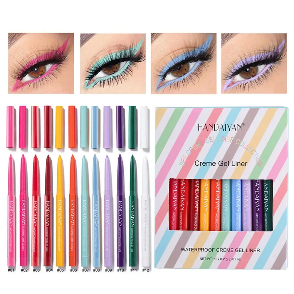 Color Eyeliner Kit 12 Colors/pack Matte Waterproof Liquid Colorful Eye Liner Pencil Set Makeup Cosmetics Long-lasting
Color Eyeliner Kit 12 Colors/pack Matte Waterproof Liquid Colorful Eye Liner Pencil Set Makeup Cosmetics Long-lasting