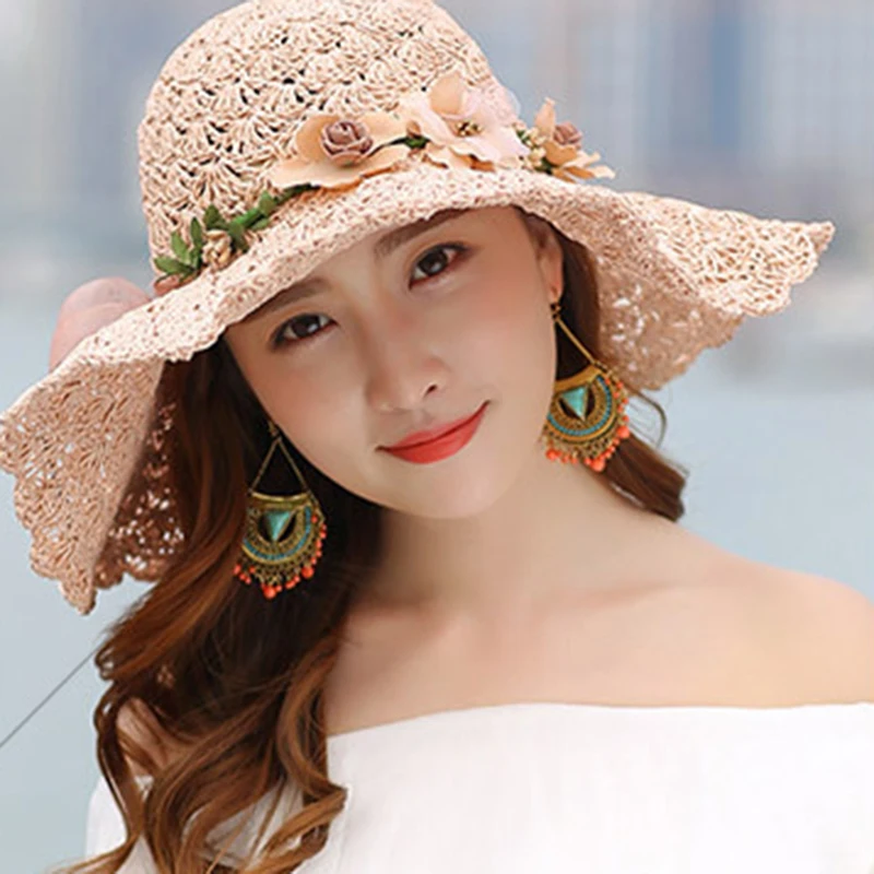 Newly Summer Flower Raffia Bow Sun Hat for Women Large Brimmed Hat Folding Beach Sun Protection Straw Hat
Newly Summer Flower Raffia Bow Sun Hat for Women Large Brimmed Hat Folding Beach Sun Protection Straw Hat