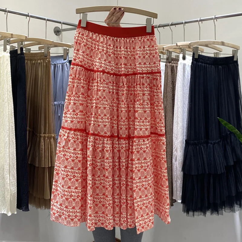 Женская длинная юбка в стиле Харадзюку винтажная хлопковая плиссированная макси