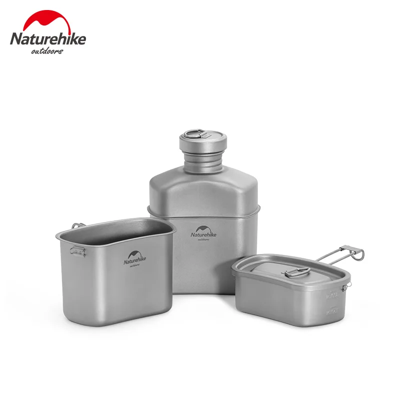 Naturehike Titanium Outdoor Camping Military Canteen Cup Water Bottle Bowl Kettle Cooking Set Mess Kit
Naturehike Titanium Outdoor Camping Military Canteen Cup Water Bottle Bowl Kettle Cooking Set Mess Kit