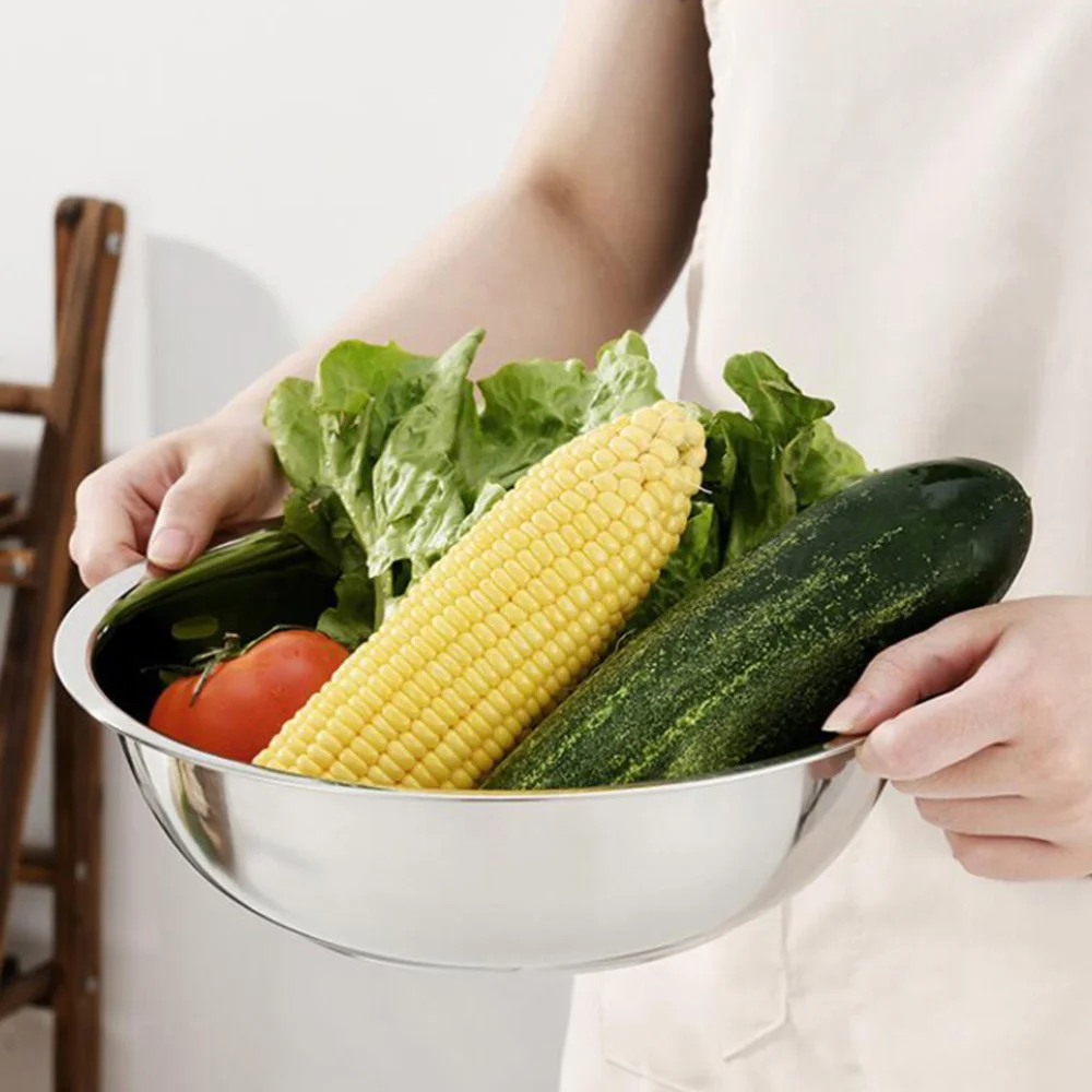 1pc Stainless Steel Basin Salad Mixing Bowl Vegetable Washing Pot Tableware
1pc Stainless Steel Basin Salad Mixing Bowl Vegetable Washing Pot Tableware