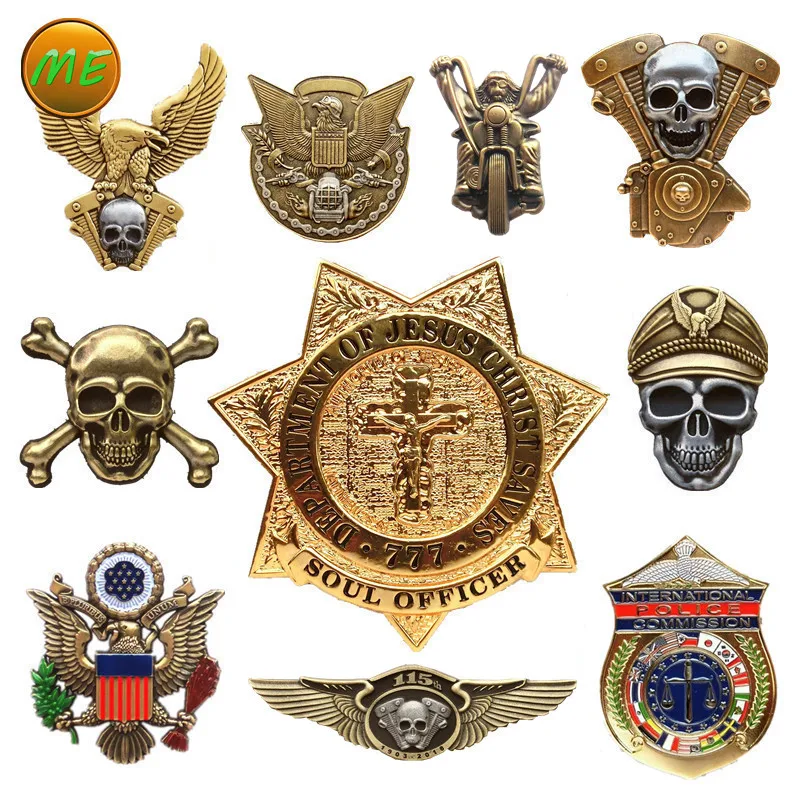Металлические значки в стиле панк большой медальон США для защиты семьи офицера