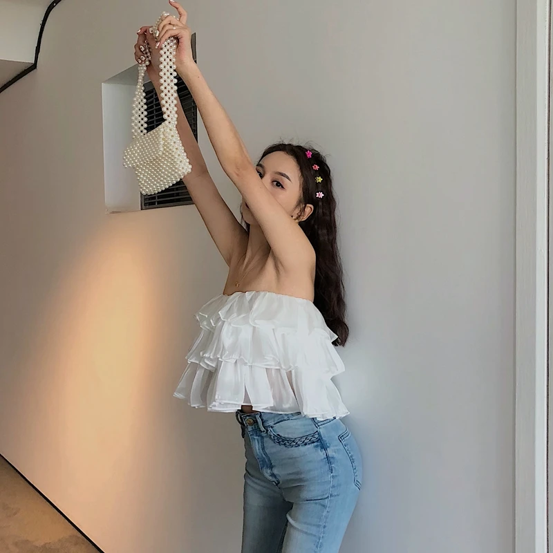 Off Shoulder Blouses Ruffles Tops Crop Top Women's Clothing Sleeveless Sexy Strapless Woman Shirts Blusas Mujer De Moda New
Off Shoulder Blouses Ruffles Tops Crop Top Women's Clothing Sleeveless Sexy Strapless Woman Shirts Blusas Mujer De Moda New